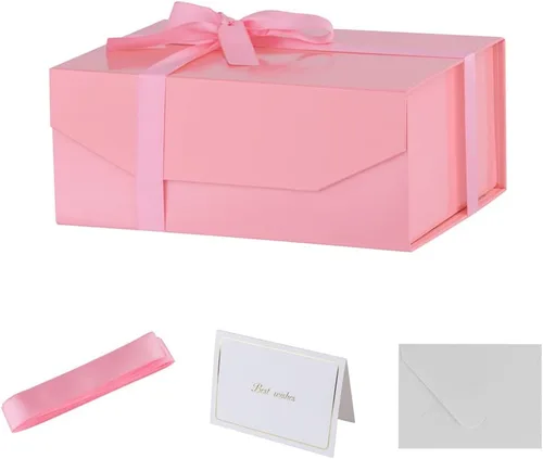 Miniatura 43 de 5 cajas de regalo rosa con cinta de 9.5 x 7 x 4 pulgadas, caja de regalo resistente con tapa para embalaje de regalo, cajas de almacenamiento
