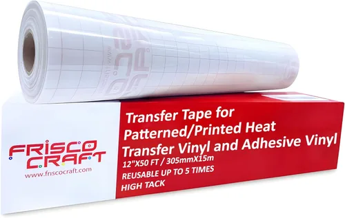 Frisco Craft Cinta de transferencia de vinilo de transferencia de calor – Cinta transparente para planchar con estampado HTV y papel adhesivo para