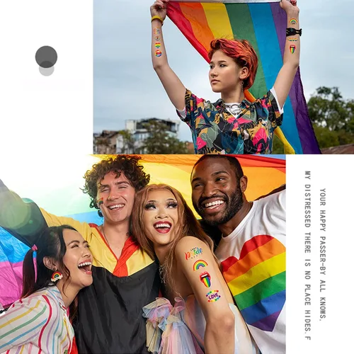 Miniatura 2 de Tatuajes del orgullo LGBT arco iris temporales tatuajes pegatinas de día del orgullo gay tatuaje falso corazón amor arco iris bandera diseños