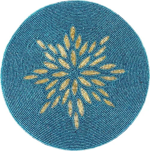 Miniatura 33 de Manteles individuales de 13 pulgadas con cuentas redondas para mesa de comedor - Manteles decorativos con cuentas de vidrio y respaldo de algodón