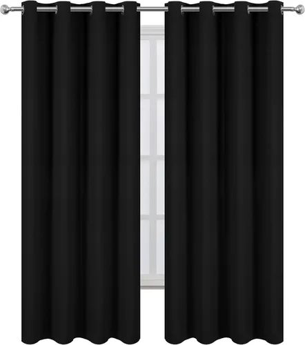 Miniatura 3 de LEMOMO Cortinas 100% opacas de 52 x 95 pulgadas, 2 paneles de oscurecimiento con aislamiento térmico para dormitorio Negro
