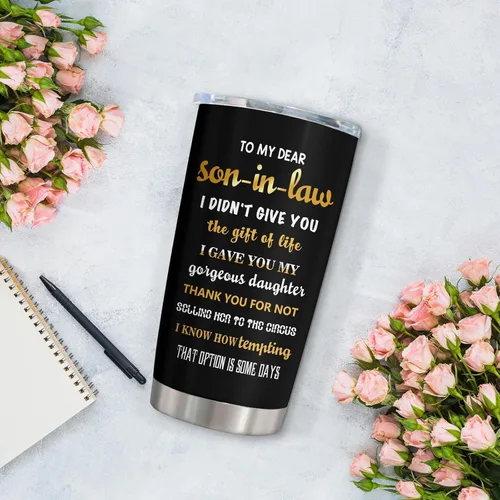 Miniatura 5 de Muilzon Regalos para yerno Tazas de vaso de 20 oz - Regalos para el día del padre, Navidad, cumpleaños para yerno Taza de café - Presente para yerno