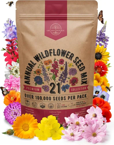 Miniatura 9 de Organo Republic Mezcla de 16 semillas de flores silvestres perennes para interiores y exteriores, más de 25,000 semillas de jardín de flores