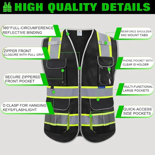 Miniatura 6 de BeautyWill Chaleco de Seguridad con Logo Personalizado Clase 2 Chaleco Reflectante de Alta Visibilidad Chaleco de Construcción Transpirable