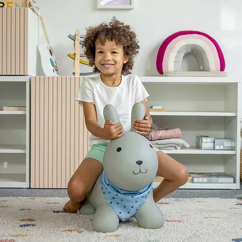 Miniatura 3 de Kindsgut Conejo de tolva de animales hinchables para niños, diseñado en Alemania, colores divertidos y modernos, bomba de aire incluida