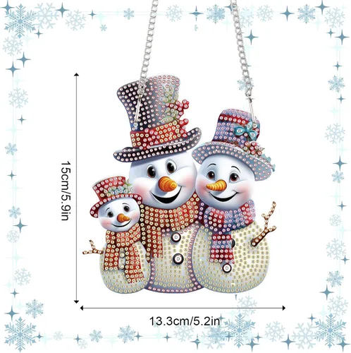 Miniatura 2 de AiYuanzsh Adorno de Pintura de Diamante 5D de Navidad, Kits de Arte de Diamante de Muñeco de Nieve de Navidad Colgante Pendiente con Cadena