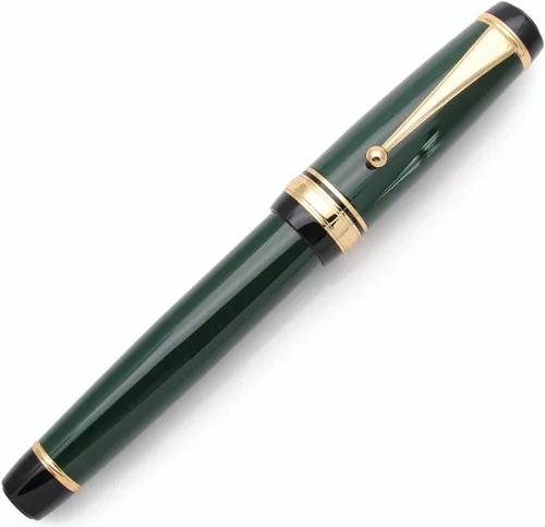 Miniatura 15 de Pluma estilográfica grande de metal, plumilla mediana de 0,7 mm, incluye convertidor de tinta y 5 cartuchos, acabado brillante pintado al piano Negro