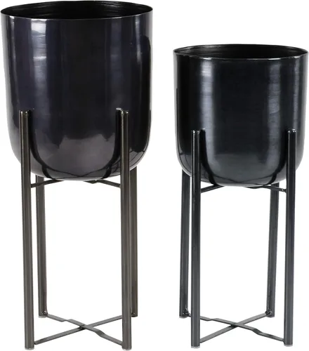 Miniatura 13 de CosmoLiving by Cosmopolitan - Maceta de metal para interiores y exteriores, maceta grande con soporte extraíble, juego de 2 macetas de 19 pulgadas