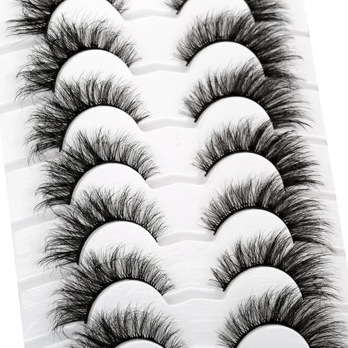 Miniatura 313 de Pooplunch - Pestañas postizas finas de visón sintético, estilo ojo de gato, naturales, cruzadas, tipo racimo, efecto 8D de volumen, tiras