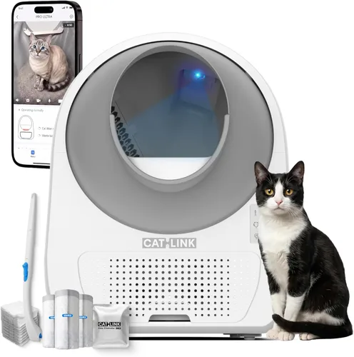 Miniatura 10 de CATLINK - Caja de arena automática para gatos autolimpiante, color gris, caja de arena robótica con monitoreo de salud, hogares con varios gatos