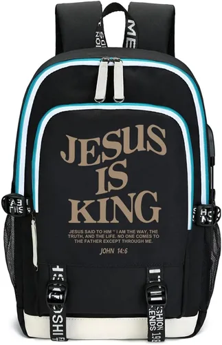 Miniatura 7 de DIOMMELL Jesus Loves You - Mochila de lona con capacidad para computadora portátil, mochila de viaje Negro
