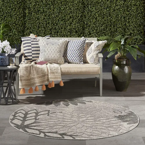 Miniatura 62 de Nourison Aloha - Tapete negro/blanco para interior o exterior, 2 pies y 3 pulgadas x 8 pies, tropical, botánico, fácil limpieza, no desprende pelo