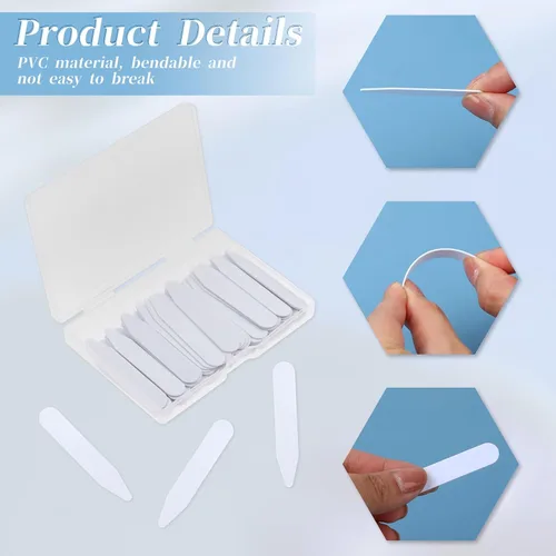 Miniatura 3 de 90 piezas de 2 pulgadas para camisas de vestir de hombre, estancias de cuello de plástico, estancias de cuello de camisa para hombres, pestañas