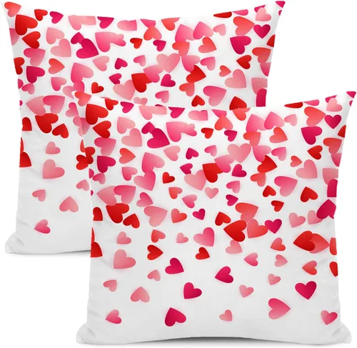 Miniatura 13 de AEIOAE - Juego de 2 fundas de almohada de San Valentín, de 16 x 16 pulgadas, rojo, con diseño de corazón de amor, fundas de almohada decorativas