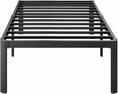Marco de cama individual de 18 pulgadas de altura, base de cama metálica con plataforma, no necesita somier, de alta resistencia, sin ruido, fácil