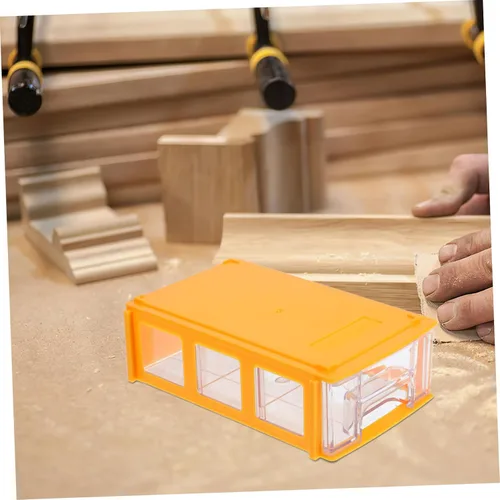 Miniatura 2 de Caja organizadora de cajones de escritorio modular apilable con múltiples contenedores de almacenamiento de plástico amarillo compacto