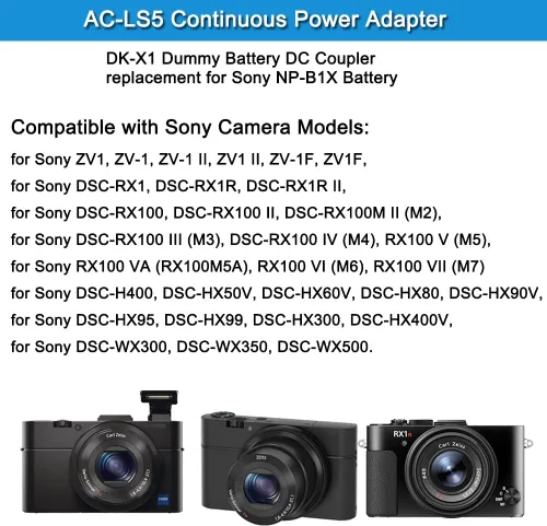 Miniatura 2 de NP-BX1 para batería ficticia Sony ZV1, acoplador DK-X1 DC, adaptador de CA de fuente de alimentación continua AC-LS5, compatible con cámaras Sony