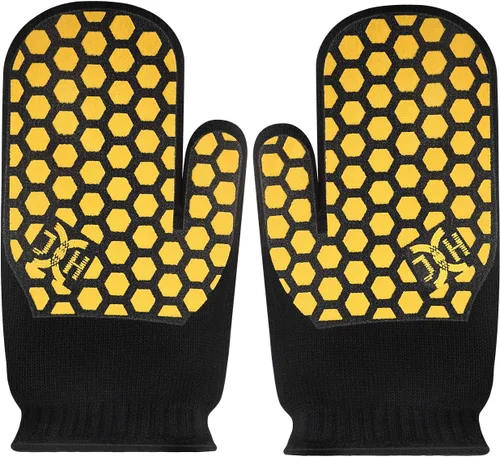 Miniatura 14 de J H Guante de horno resistente al calor: certificado EN407 932 °F, 2 capas de revestimiento de silicona, guantes de horno para cocinar, cocina