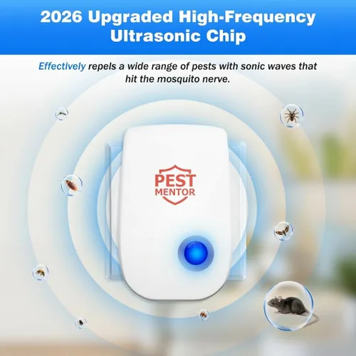 Miniatura 2 de Repelente ultrasónico de plagas, paquete de 10 unidades, enchufe electrónico para mosquitos, roedores, arañas, cucarachas, hormigas, seguro