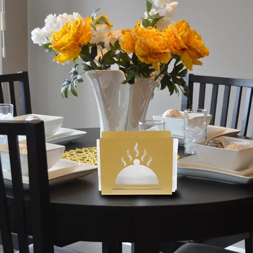 Miniatura 4 de Hollow-out Metal Napkin Holder Decorative Napkin Stand Vertical Tissue Organizer for Coffee Shops and Home Kitchen Table, Gold Finish