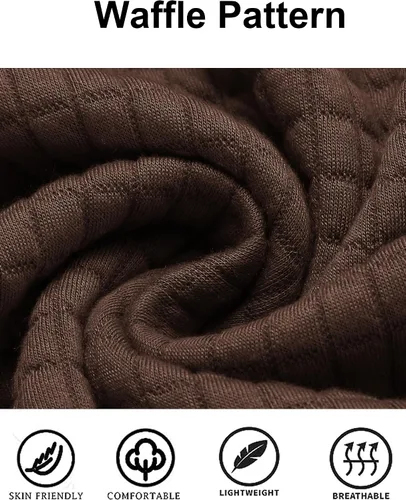 Miniatura 6 de COOFANDY - Sudadera con capucha para hombre, casual, de manga larga, con cordón ajustable y punto gofre