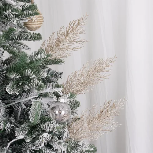 Miniatura 3 de Tallos con Purpurina de Navidad 24 piezas Ramas de Pino Artificial para Adornos de Árbol de Navidad, Rellenos, Corona de Navidad DIY, Manualidades
