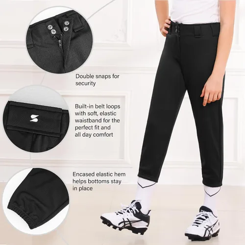 Miniatura 4 de Pantalón de béisbol para niñas Stelle, pantalones de softball para niñas, pantalones de béisbol para niños, pantalones de fastpitch con bolsillos