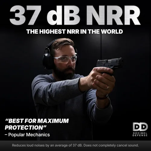 Miniatura 2 de DECIBEL DEFENSE Orejeras de Seguridad Profesionales 37dB NRR - La protección auditiva MÁS ALTA CALIFICADA y MÁS CÓMODA para tiro y uso industrial