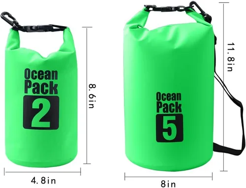 Miniatura 2 de Bolsa seca flotante impermeable Bear Outdoor, para canotaje, kayak, senderismo, snowboard, acampada, rafting, pesca y excursionismo Green
