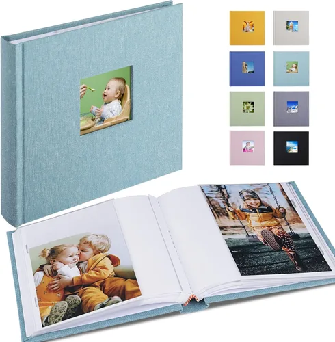Miniatura 8 de Álbum de fotos pequeño 5x7 con capacidad para 50 fotos verticales con bolsillos de notas adhesivas, mini álbum de fotos con tapa de lino 5x7 con Gris
