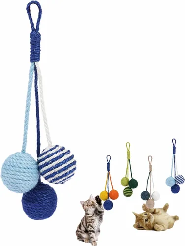 Juguete para gatos, bola de sisal, juguete colgante para gatos, hecho a mano, cuerda para gatos, masticable, respetuoso con el medio ambiente,