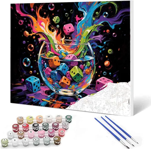 Miniatura 26 de Aihonmin Pintura por números, tema de baloncesto, kit de pintura al óleo para niños y adultos, pintura de dibujo de 16 x 20 pulgadas, pigmento Bola