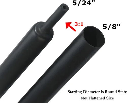 Miniatura 2 de Tubo termorretráctil negro 3:1 de doble pared con adhesivo marino forrado con pegamento impermeable para cables, protectores de cables, conectores