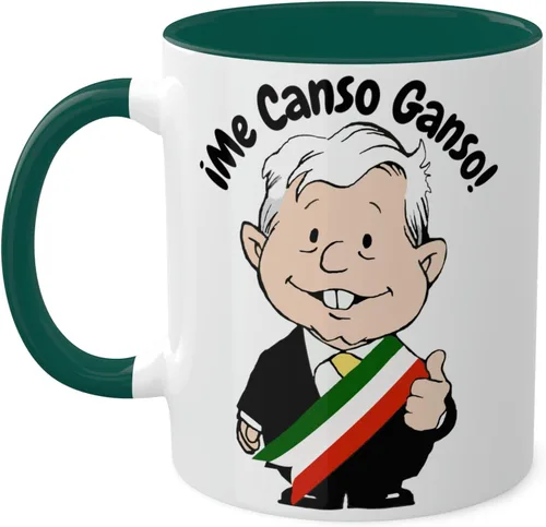 Miniatura 2 de MEXICANDOO AMLO Taza de café Me Canso Ganso con dibujos animados divertidos Muñeco AMLITO Taza de cerámica blanca brillante con colores vibrantes