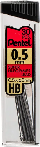 Miniatura 2 de Pentel Super Hi-Polymer - Recambios de 0.020 in de grosor, HB, 180 piezas de plomo (C25BPHB6), (paquete de 2)