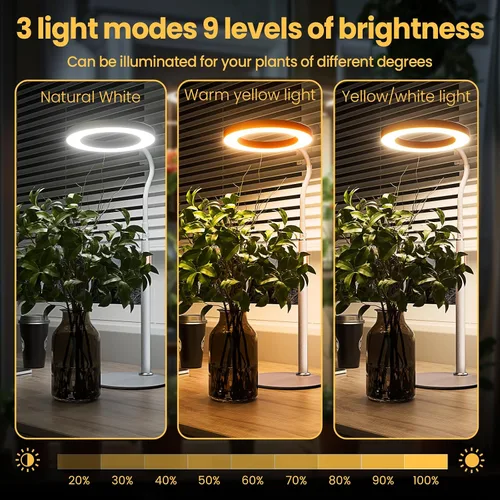 Miniatura 6 de bseah Luz de crecimiento, luz de soporte para plantas de interior, paquete de 2, lámpara de crecimiento de escritorio de espectro completo
