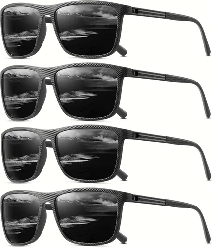 Miniatura 7 de Gafas de sol polarizadas para hombre, clásicas, ligeras, para conducir, pesca, golf, sol, protección UV 4PCS-negro+rojo+azul+lce azul-a