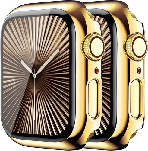 Miniatura 14 de Paquete de 2 fundas rígidas compatibles con Apple Watch Series 6, 5, 4, SE, de 1.575 pulgadas, protector de pantalla de vidrio templado, cobertura