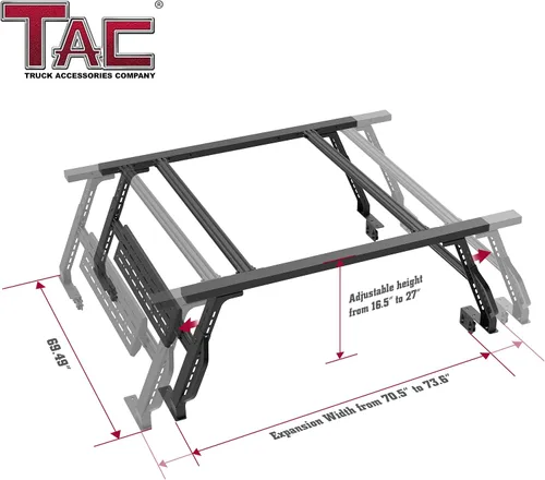 Miniatura 4 de TAC - Estante universal de 6 pies para caja de camioneta Silverado/Ram/Tacoma/F150/Ranger/Colorado/Frontier/Gladiator/Sierra/Canyon/Titan/Tundra