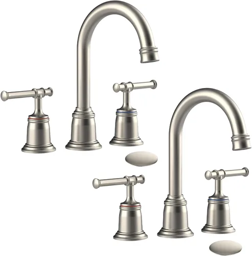 Miniatura 8 de Grifos clásicos de baño para fregadero de 3 agujeros, grifo de baño de 8 pulgadas, grifo de baño de oro cepillado generalizado con drenaje
