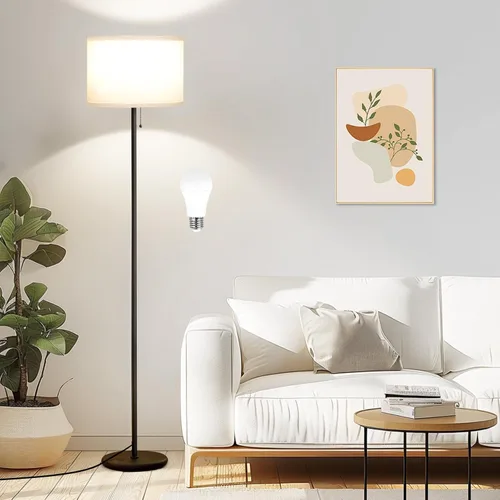Miniatura 19 de Ambimall - Lámpara de pie moderna con control remoto, lámparas altas para sala de estar, habitación, oficina y comedor, pantalla beige con poste