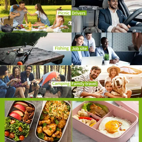Miniatura 6 de Horno portátil, 12 V, 24 V, 110 V, calentador de alimentos para automóvil, portátil, mini horno personal, lonchera eléctrica con calefacción