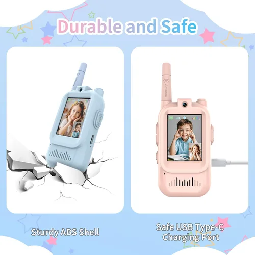 Miniatura 5 de Walkie Talkies para niños, paquete de 2 walkie talkies de video con pantalla de pantalla, radios de juguete recargables para edades de 3 a 12 años