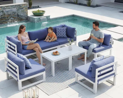 Miniatura 67 de NICESOUL - Juego de 10 muebles de patio extra grandes de aluminio moderno, sofá para exteriores con asiento de 29" de profundidad y ancho, 500 lbs