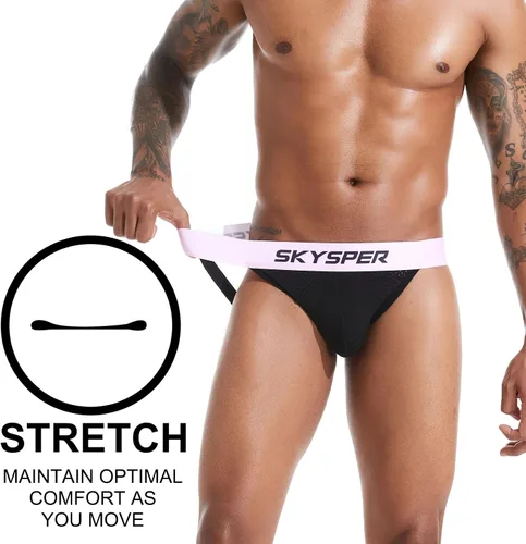 Miniatura 26 de SKYSPER Jock Strap Athletic Supporter para hombres Sexy Jockstrap Ropa interior masculina