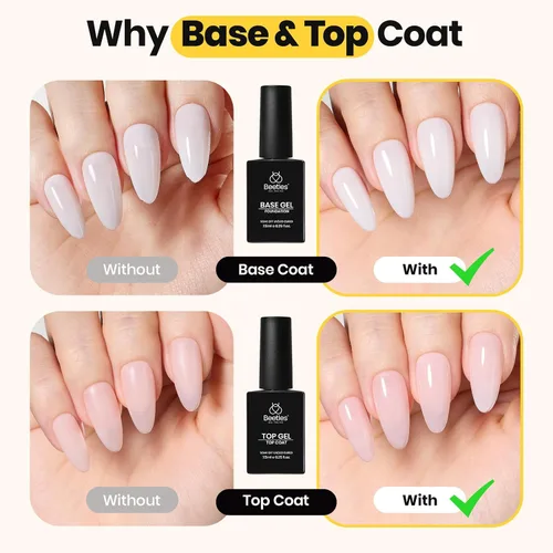 Miniatura 6 de Beetles Gel Constructor para Uñas, 3 Piezas de Gel Constructor de Uñas Transparente con Base y Capa Superior para Fortalecimiento de Uñas