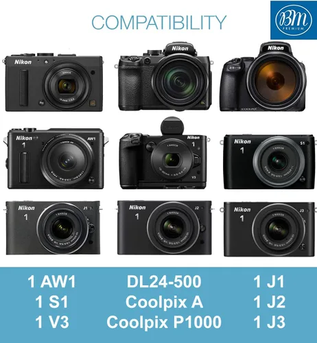 Miniatura 7 de BM Premium EN-EL20, EN-EL20A Cargador de batería y batería para Nikon Coolpix P950, P1000, P1100, DL24-500, Coolpix A, 1 AW1, 1 J1, 1 J2, 1 J3, 1