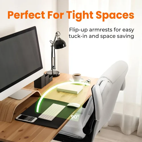 Miniatura 7 de NEO CHAIR Silla de escritorio para oficina y computadora, silla ejecutiva ergonómica de respaldo medio de cuero para juegos con apoyabrazos Blanco