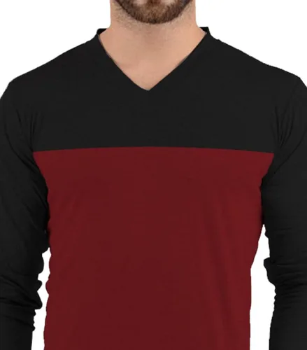 Miniatura 2 de Camisa de manga larga lisa para hombre, color gris y negro, suave, cómoda, cuello en V, manga completa, camisetas de moda para hombres