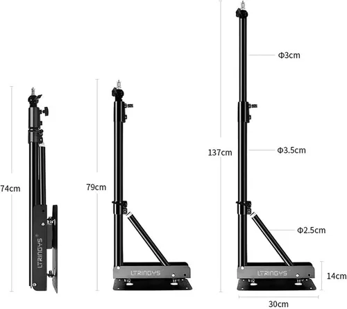 Miniatura 8 de Brazo triangular para montaje en pared, 51 pulgadas/51.2 in, soportes para aparatos fotográficos, montaje ajustable para salones, softbox